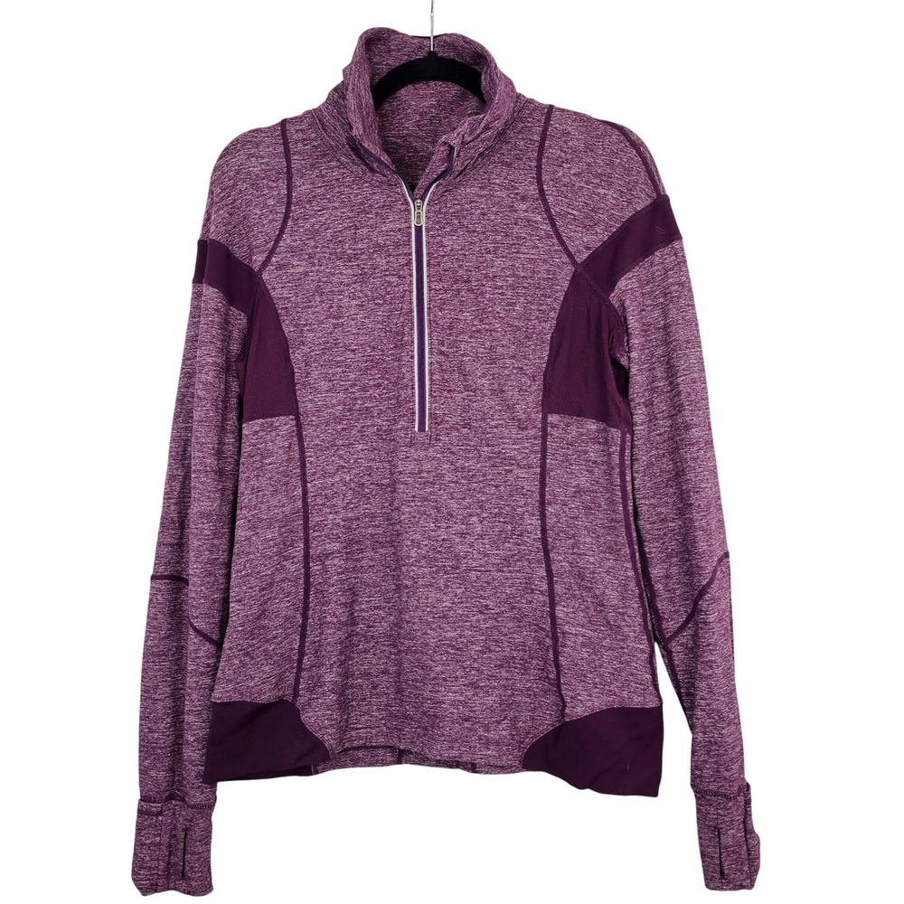 Lululemon Run Swiftly Tech 1/2 Zip Pullover Heathered Purple Thumbholes Womens